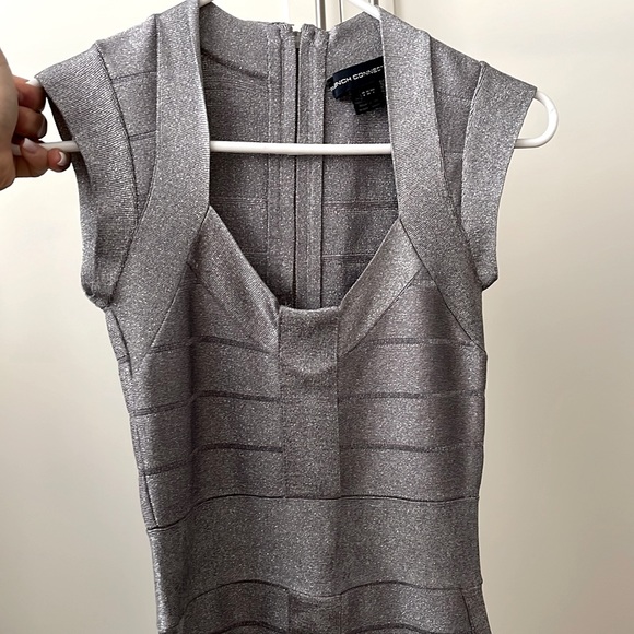 french connection silver bandage dress Stunning! French Connection sparkly Silver Gray Bodycon Bandage Dress S6